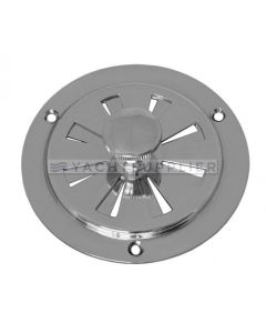 Ventilatie rooster rond 100mm, door middel van draaiknop te bedienen Messing mat chroom
