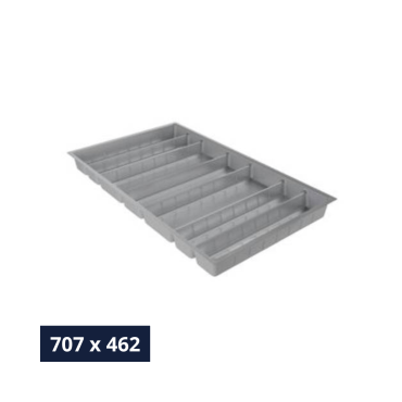 Bestekinzet Hettich OrgaTray 590 - Breedte 707 mm - Diepte 462 mm - Zilver